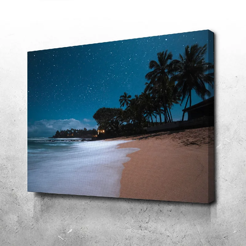 geometric tropical wall paintings-Tropical Beach Night