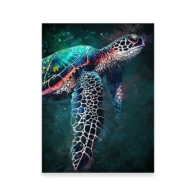 tropical vintage cityscape canvas paintings-Turtle Abstract