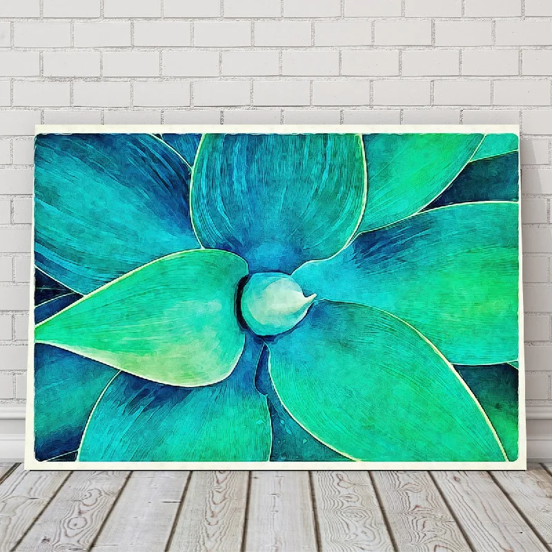 abstract geometric botanical paintings-Viridian Starburst 3