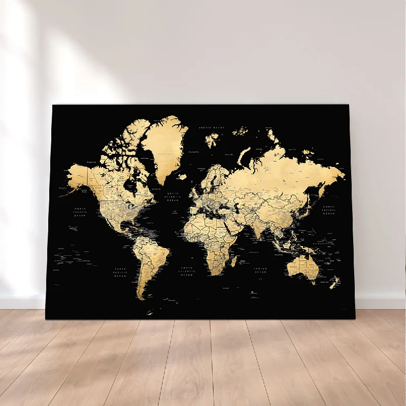 geometric nature landscape paintings-World Map 34